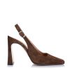 Δερμάτινες Slingback Γόβες Iris Gelase Choco Suede