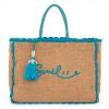 Ψάθινη Τσάντα Θαλάσσης Ammora BO1602 Natural/Turquoise